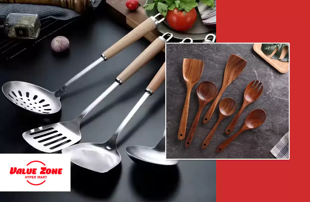 Wooden and Steel Ladles